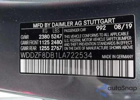 2020 Mercedes-Benz E 350 из США, поврежденный, VIN WDDZF8DB1LA722534